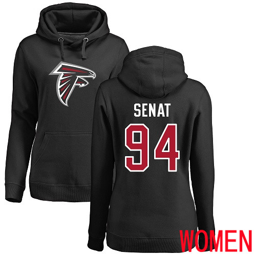 Atlanta Falcons Black Women Deadrin Senat Name And Number Logo NFL Football #94 Pullover Hoodie Sweatshirts